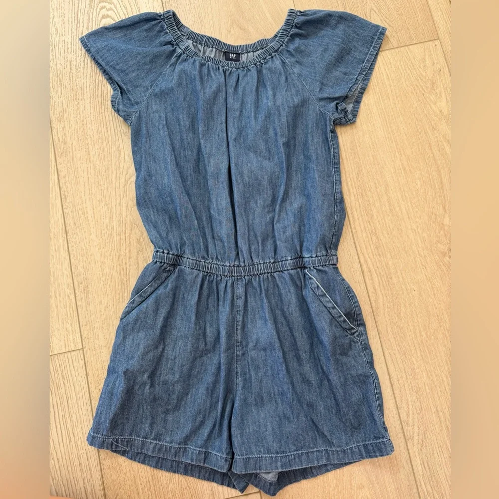 NEW Gap Kids Medium Wash Denim Romper